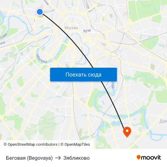 Беговая (Begovaya) to Зябликово map