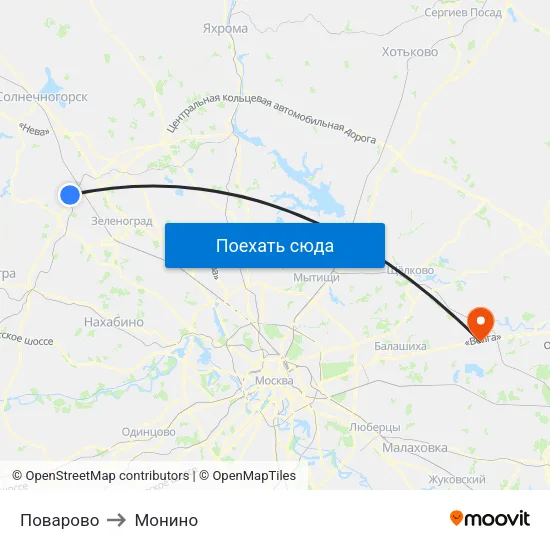 Поварово to Монино map