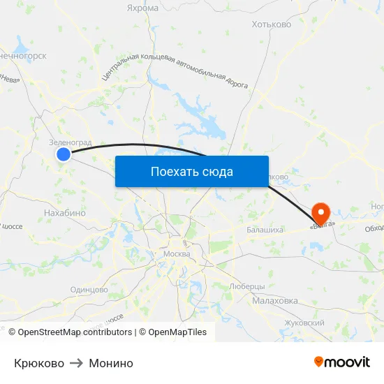 Крюково to Монино map