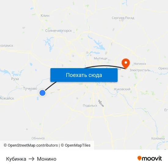 Кубинка to Монино map