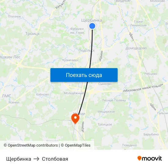 Щербинка to Столбовая map