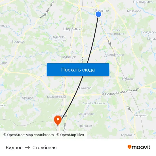 Видное to Столбовая map