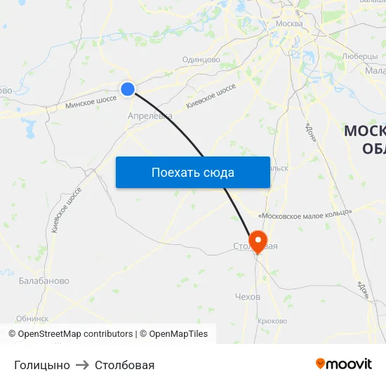 Голицыно to Столбовая map