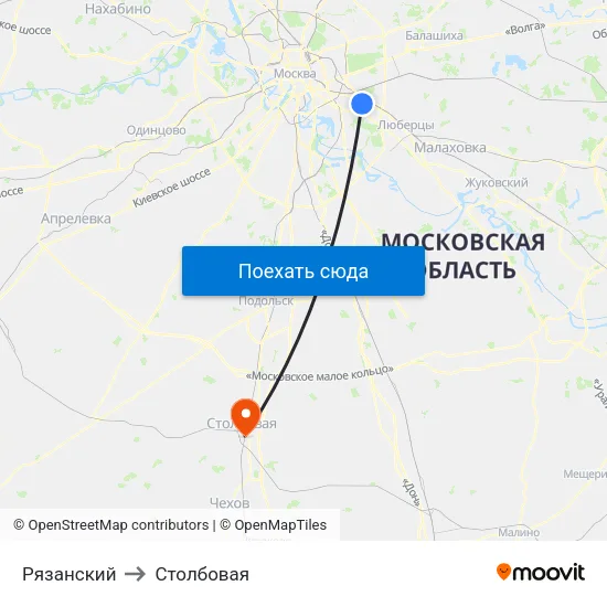 Рязанский to Столбовая map