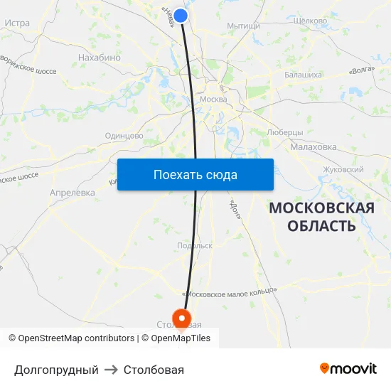 Долгопрудный to Столбовая map