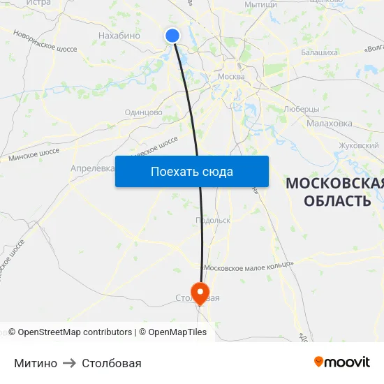Митино to Столбовая map