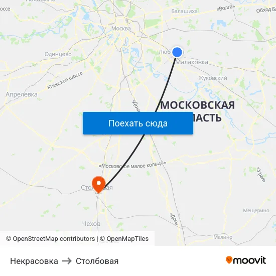 Некрасовка to Столбовая map