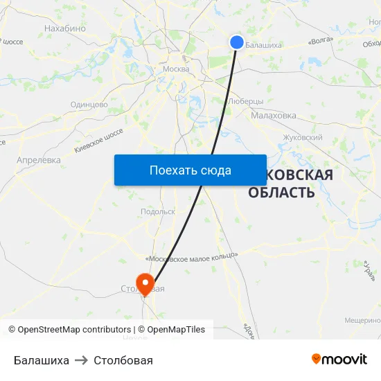 Балашиха to Столбовая map