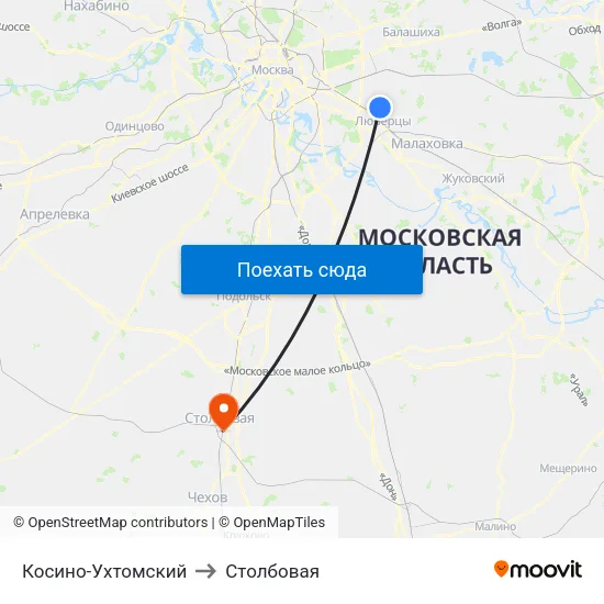 Косино-Ухтомский to Столбовая map
