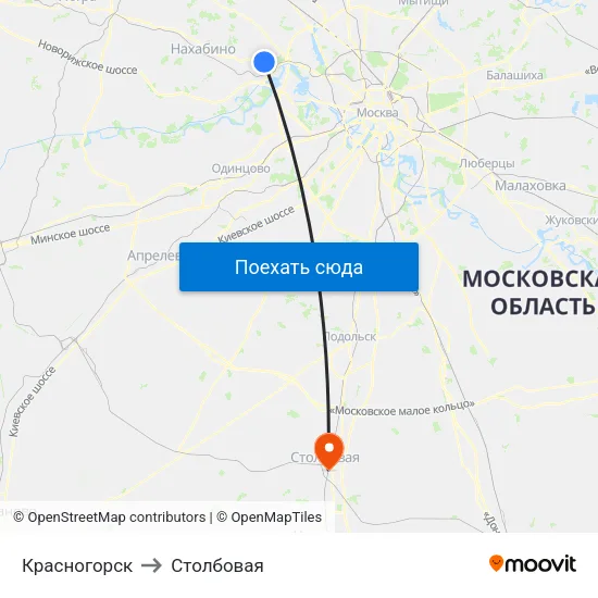 Красногорск to Столбовая map