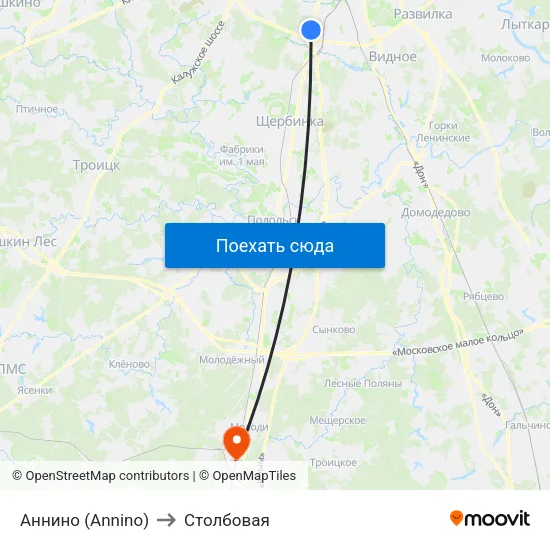 Аннино (Annino) to Столбовая map