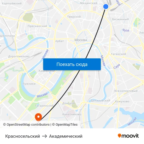 Красносельский to Академический map