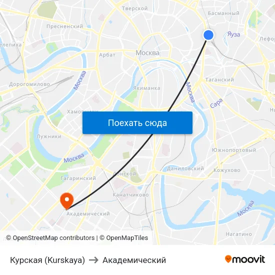 Курская (Kurskaya) to Академический map