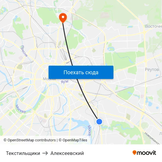 Текстильщики to Алексеевский map