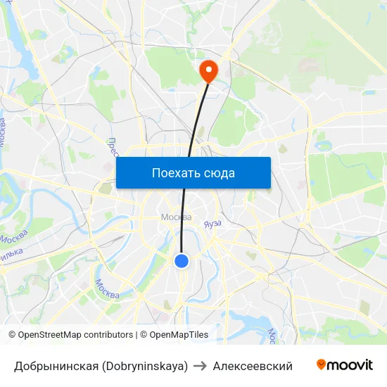 Добрынинская (Dobryninskaya) to Алексеевский map
