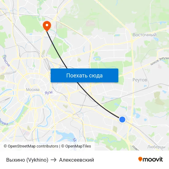 Выхино (Vykhino) to Алексеевский map