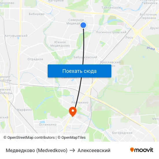 Медведково (Medvedkovo) to Алексеевский map