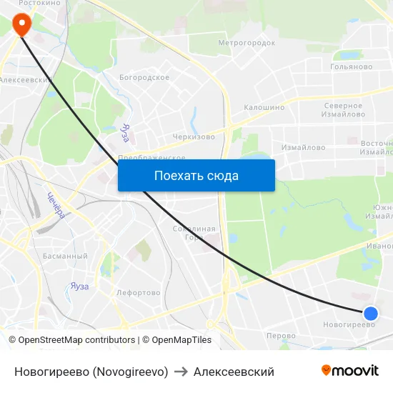Новогиреево (Novogireevo) to Алексеевский map