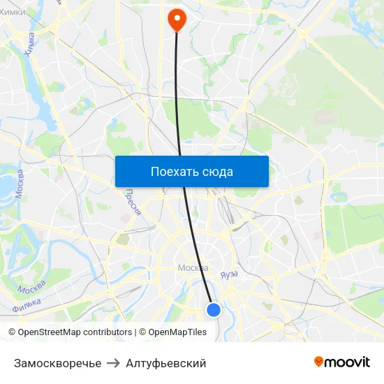 Замоскворечье to Алтуфьевский map