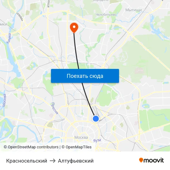 Красносельский to Алтуфьевский map