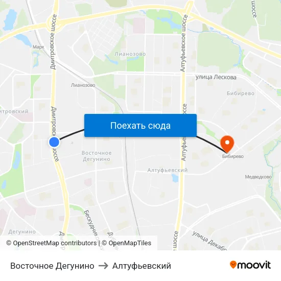 Восточное Дегунино to Алтуфьевский map