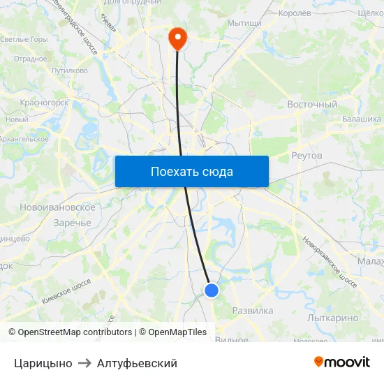 Царицыно to Алтуфьевский map