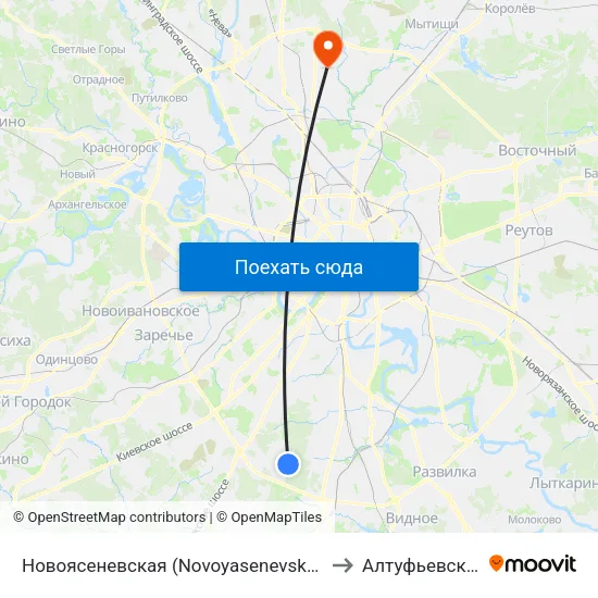 Новоясеневская (Novoyasenevskaya) to Алтуфьевский map