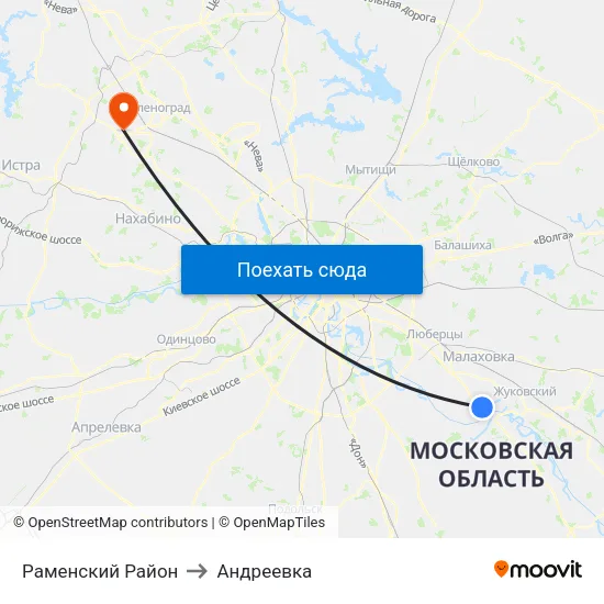 Раменский Район to Андреевка map