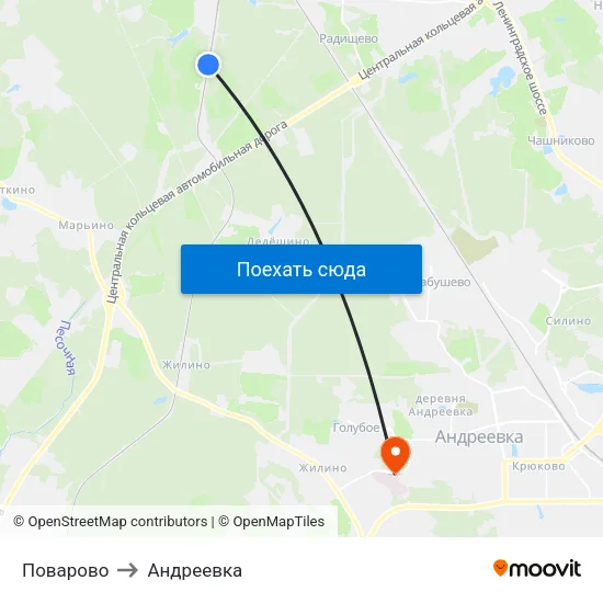 Поварово to Андреевка map