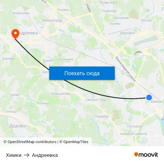 Химки to Андреевка map