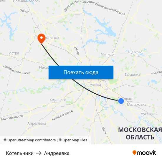 Котельники to Андреевка map