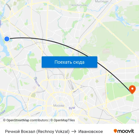 Речной Вокзал (Rechnoy Vokzal) to Ивановское map