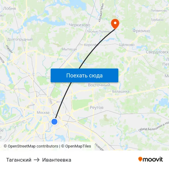 Таганский to Ивантеевка map