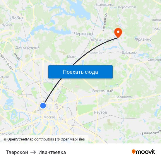 Тверской to Ивантеевка map