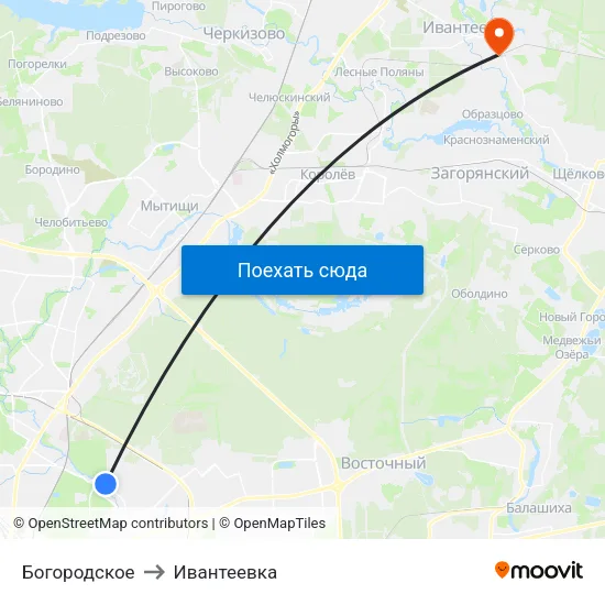 Богородское to Ивантеевка map