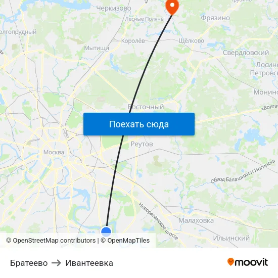 Братеево to Ивантеевка map