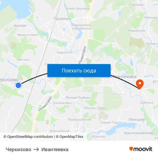 Черкизово to Ивантеевка map