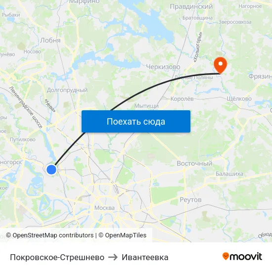 Покровское-Стрешнево to Ивантеевка map