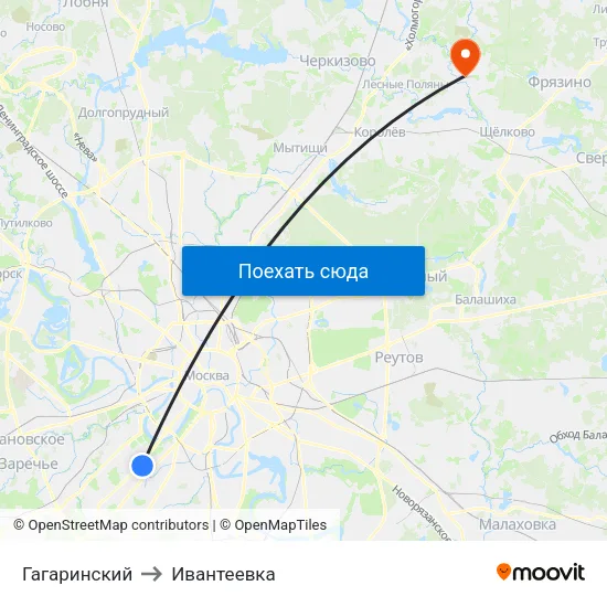 Гагаринский to Ивантеевка map