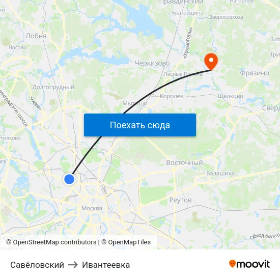 Савёловский to Ивантеевка map