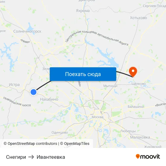 Снегири to Ивантеевка map