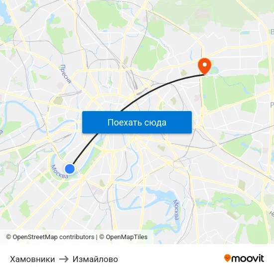 Хамовники to Измайлово map