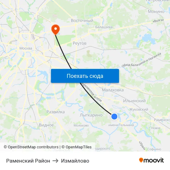 Раменский Район to Измайлово map
