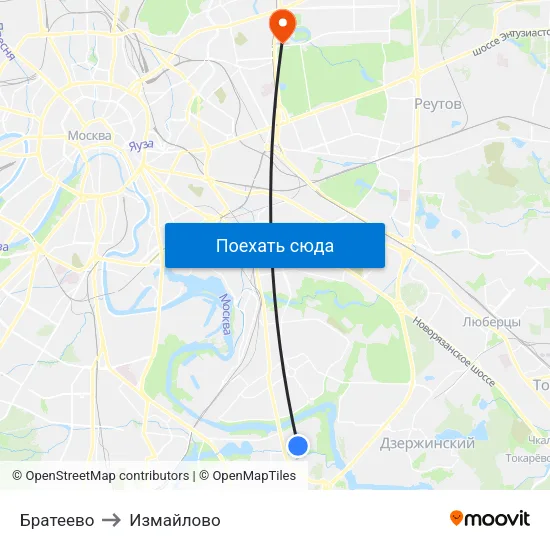Братеево to Измайлово map