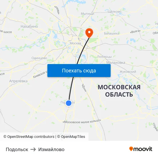 Подольск to Измайлово map