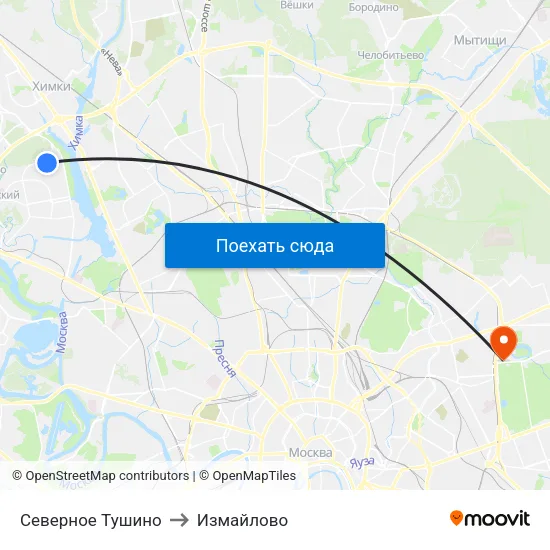 Северное Тушино to Измайлово map