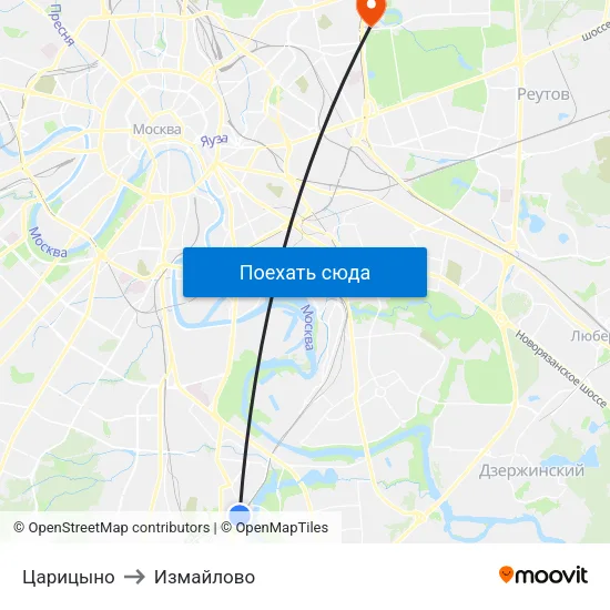 Царицыно to Измайлово map