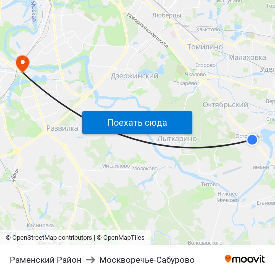 Раменский Район to Москворечье-Сабурово map