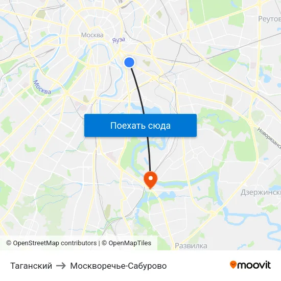 Таганский to Москворечье-Сабурово map