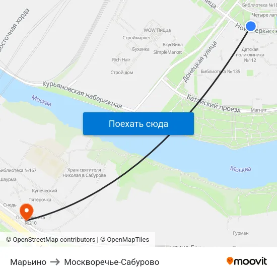 Марьино to Москворечье-Сабурово map